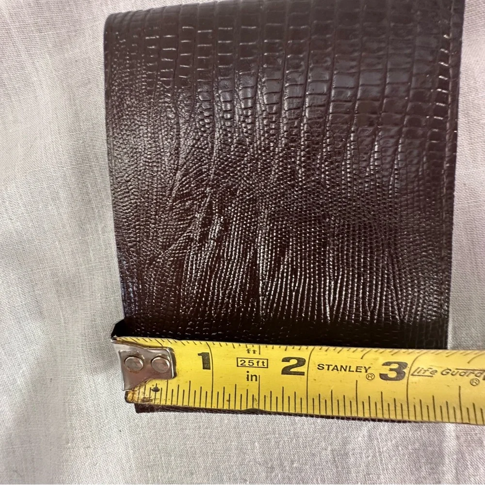 Prince Gardner Brown Embossed Leather Bi-Fold Wallet | ID Window | Vintage